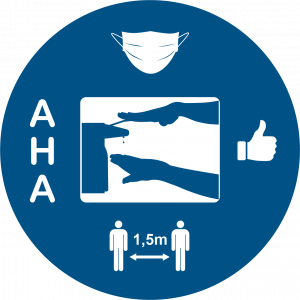 AHA Hygieneschutz Gebotsaufkleber Ø 10 cm (wetterfest)