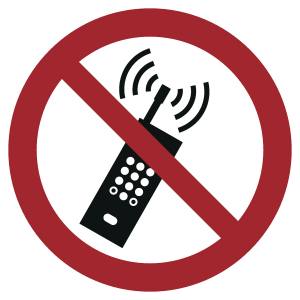 Eingeschaltete Mobiltelefone verboten (ASR A1.3)