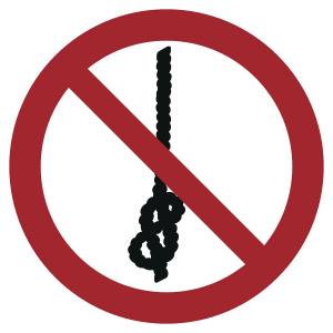 Knoten von Seilen verboten (DIN EN ISO 7010)