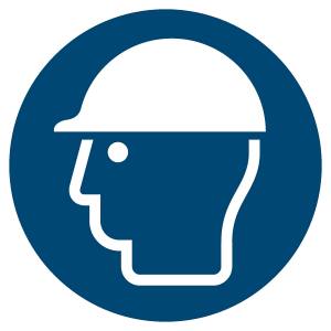 Kopfschutz benutzen (DIN EN ISO 7010)