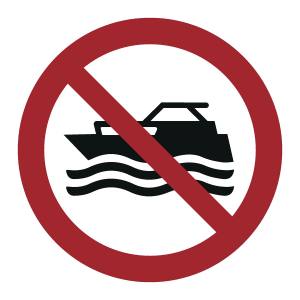 Maschinenbetriebene Boote verboten (DIN 4844)