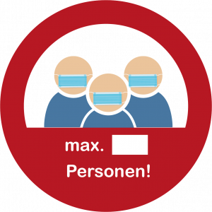 Max. Anzahl Personen Aufkleber Ø 10 cm (wetterfest)
