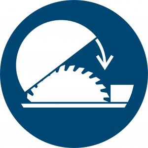 Schutzhaube der Tischkreissäge benutzen (DIN EN ISO 7010)