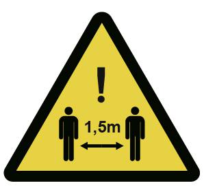 Sicherheitsabstand 1,5 m Coronavirus Warnaufkleber Ø 10 cm (wetterfest)