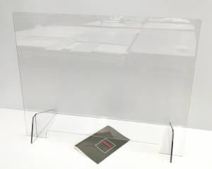 Spuckschutz Polycarbonat Aufsteller mit Durchreiche 90 cm x 60 cm x 4 mm