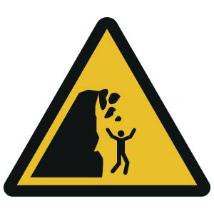 Warnung vor Steinschlag von instabiler Klippe (DIN 4844)