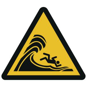 Warnung vor hoher Brandung oder hohen brechenden Wellen (DIN 4844)