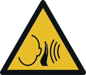 Warnung vor unvermittelt auftretendem lauten Geräusch (DIN EN ISO 7010)