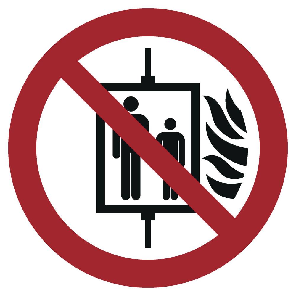 150x200mm PVC Aufzug im Brandfall nicht benutzen Schild Symbol/Text deut./engl 