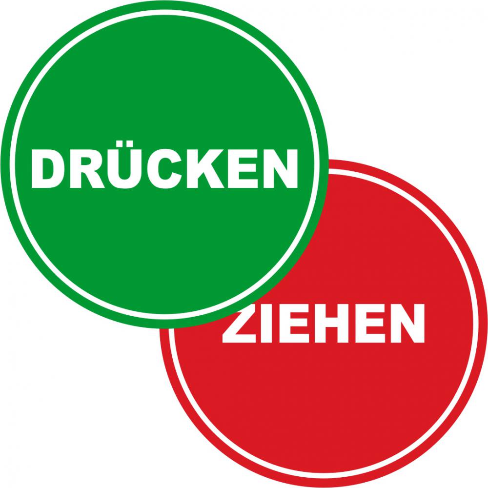 Drücken und Ziehen Aufkleber Set Ø 6 cm